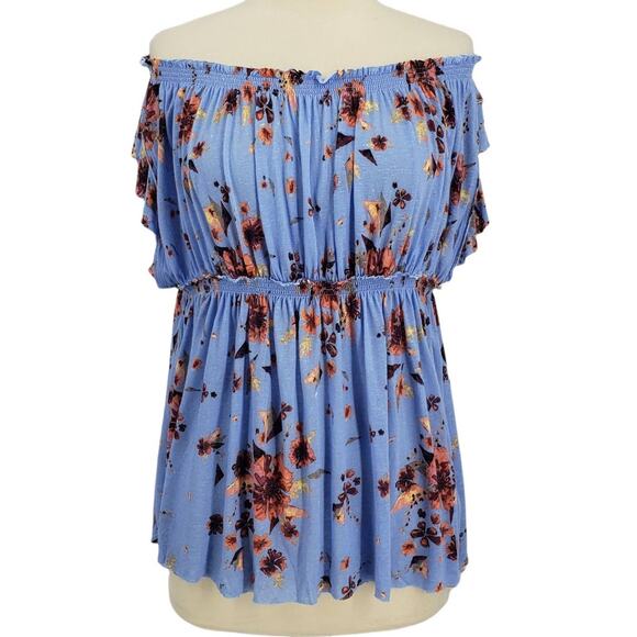 We The Free Linen Blend Smocked Off Shoulder Top M - Picture 2 of 6